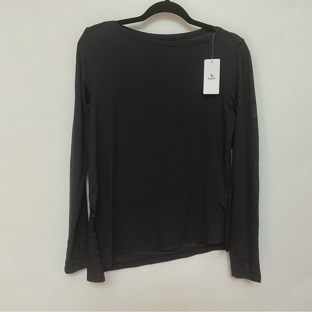 NWT Baleaf Black Mesh Back Long Sleeve Quick Dry Workout Top Size M Gym Running